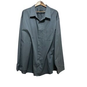 VAN HEUSEN Mens 3XL 31 32 33 34 Long Sleeve Button Down Shirt Dark Gray